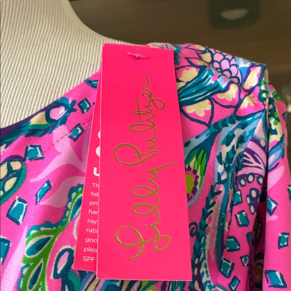 Lilly Pulitzer Pink Paisley Shift Dress with Blue Accents XL - Picture 3 of 6
